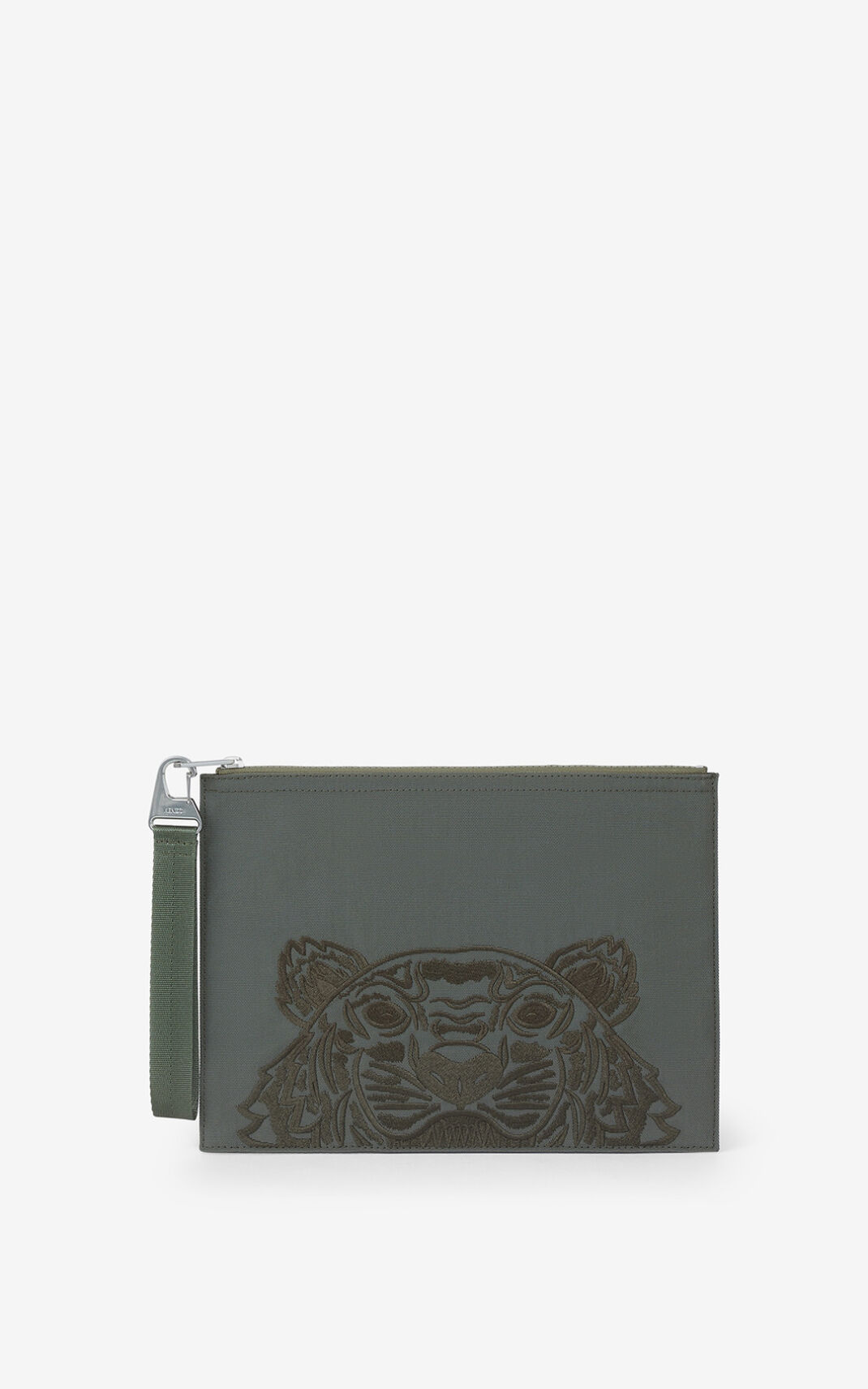 Kenzo Large Kanvas Kampus Tiger Clutch Çanta Erkek Açık Gri | 4260-GQLWE